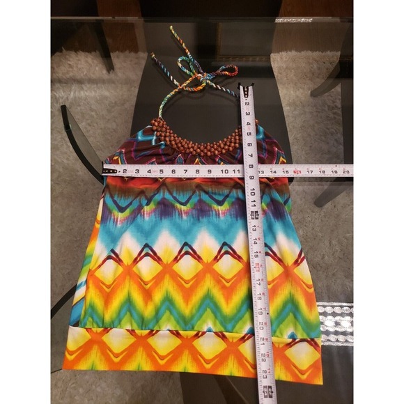 Heart Soul Women Multicolor Beaded Halter Neck Sleeveless Casual Top Blouse L - Picture 10 of 12